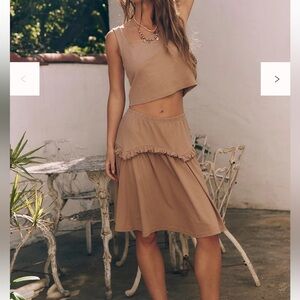 NWT Free People Thea Skirt Set Nature’s Sand Small